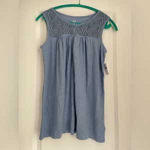 NWT Gap Maternity Crochet-Detail Tank Top, moonstone blue, XS